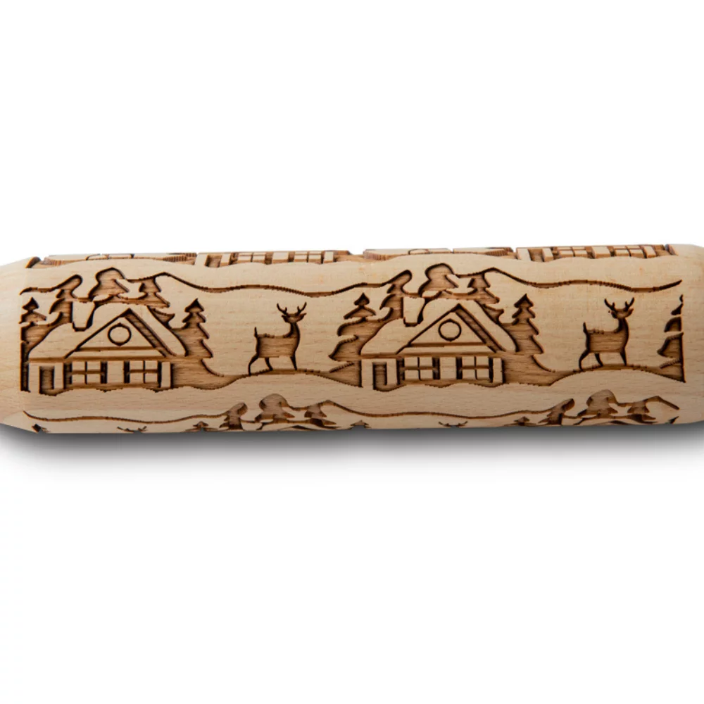 Nordic Ware Brown Woodland Cottage Embossing Rolling Pin