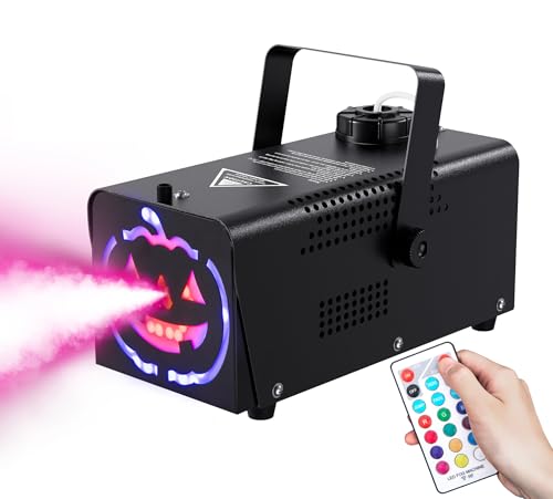 IMONE Fog Machine 500W 2000CFM 2 Themed LED Light Covers Smoke Machine with 72-LEDs with 12 Light Colors, Wireless Remote Controls, for Halloween, Wedding, Parties, DJ Stage, Indoor & Outdoor Use