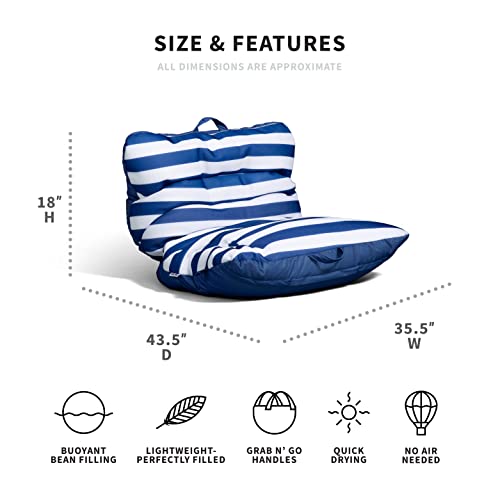 Big Joe Captain's Float No Inflation Needed Pool Lounger, Double Sided Mesh, Quick Draining Fabric