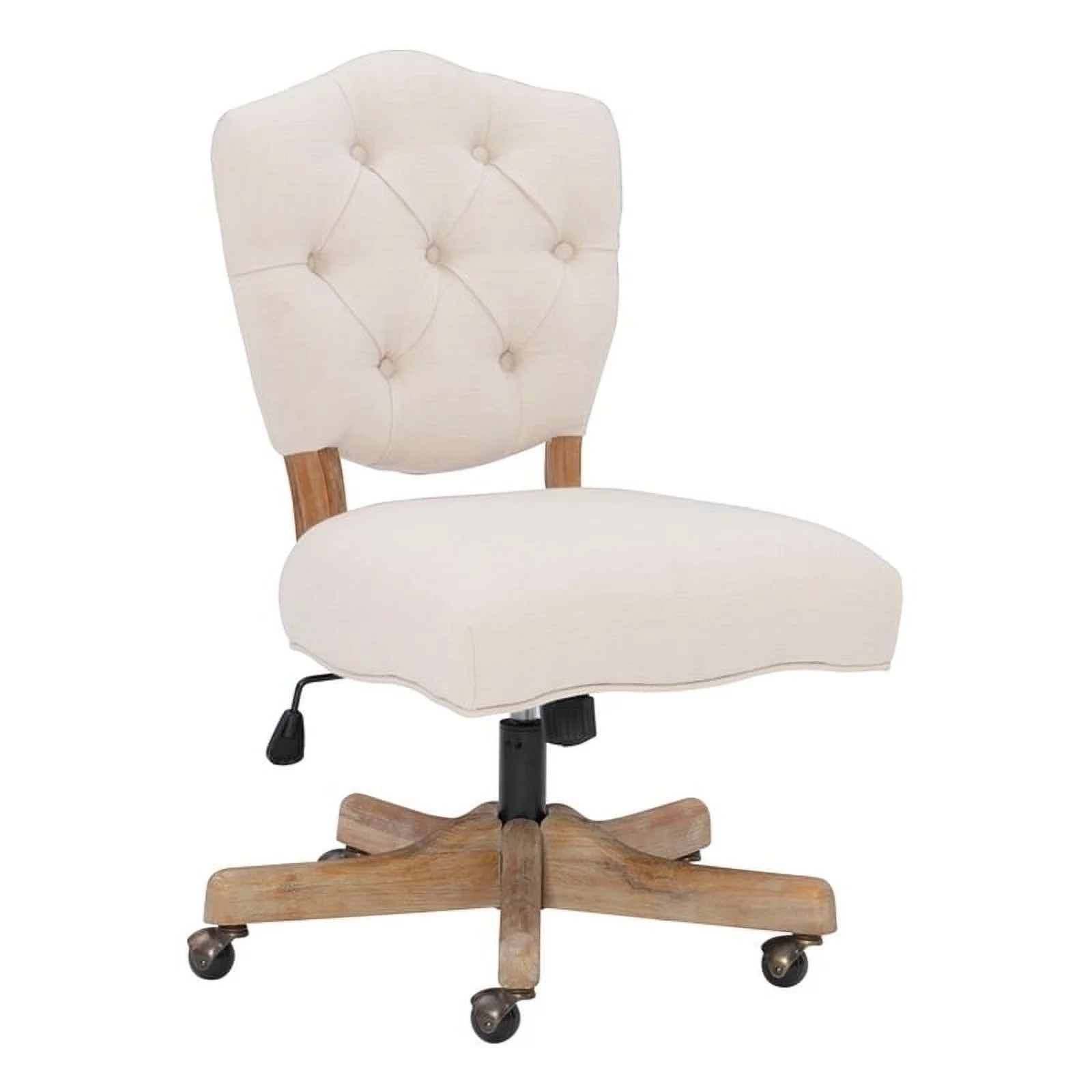 UrbanPro Wood Upholstered Swivel Office Chair in Beige