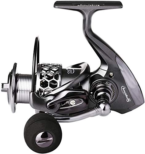 Sougayilang Fishing Reel 13+1BB Light Weight Ultra Smooth Aluminum Spinning Fishing Reel with Free Spare Graphite Spool