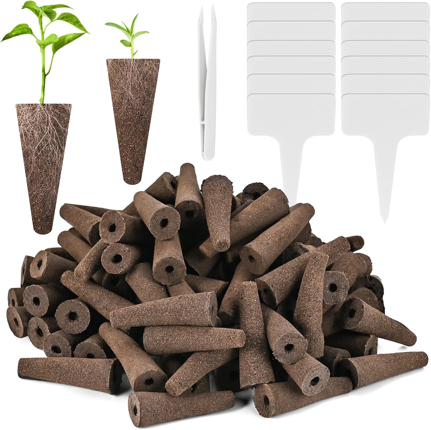 133-Pack Hydroponic Grow Sponges kit - Replacement Seed Starter Pods Compatible with AeroGarden - Boost Root Growth - Ideal for Indoor Gardening - includes 12 Tags & 1 Tweezer