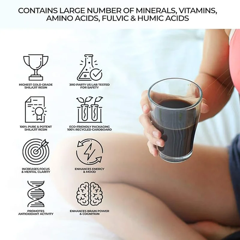 Natural Shilajit Resin - 10 Gram - Shilajit for Men with Fulvic Acid & Trace Minerals, Plant Based Nutrients for Energy, Immune Support & Vitality - Pure & Organic Gold Grade Shilajit Resin A+