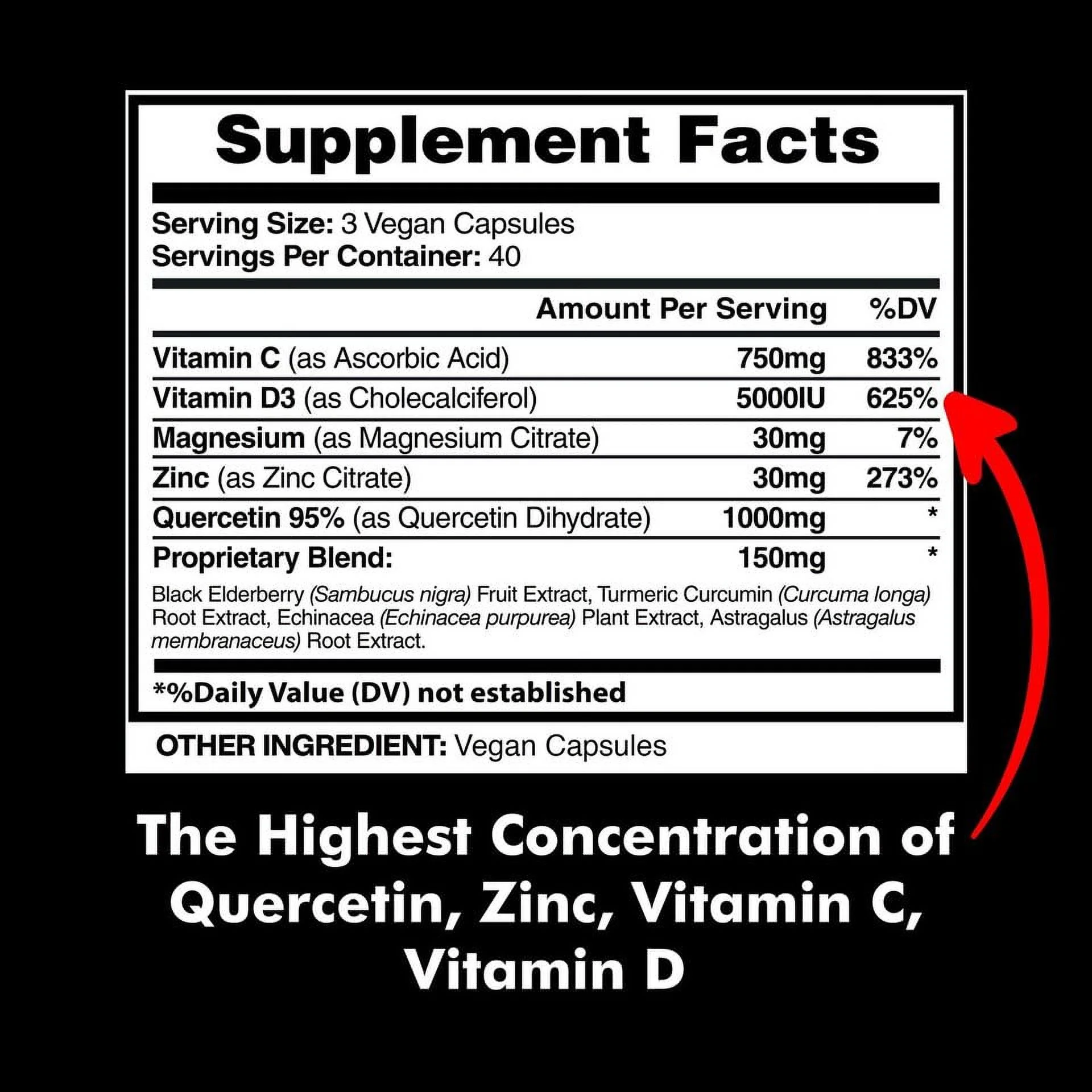 Quercetin 1000mg Magnesium and 9 in1 Formula, 120 Capsules