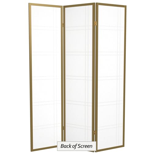 Red Lantern 6 ft. Tall Double Cross Shoji Screen-Grey-3 Panels Room Divider