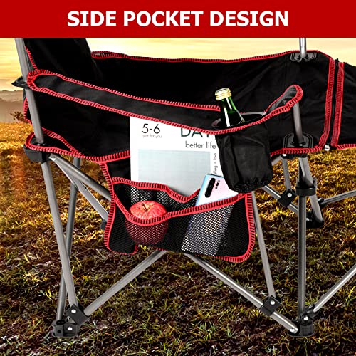 YSSOA Removable Footrest Reclining Camping Chair, 1-Pack, Black