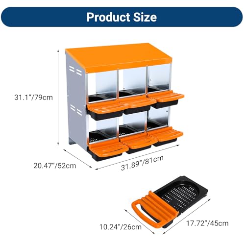 Chicken Nesting Box, 10 Hole 2 Layer Hen Nest Box with Legs, Roll Away Eggs Laying Boxes,Cleanable Pull Out Hen Roosting Boxes