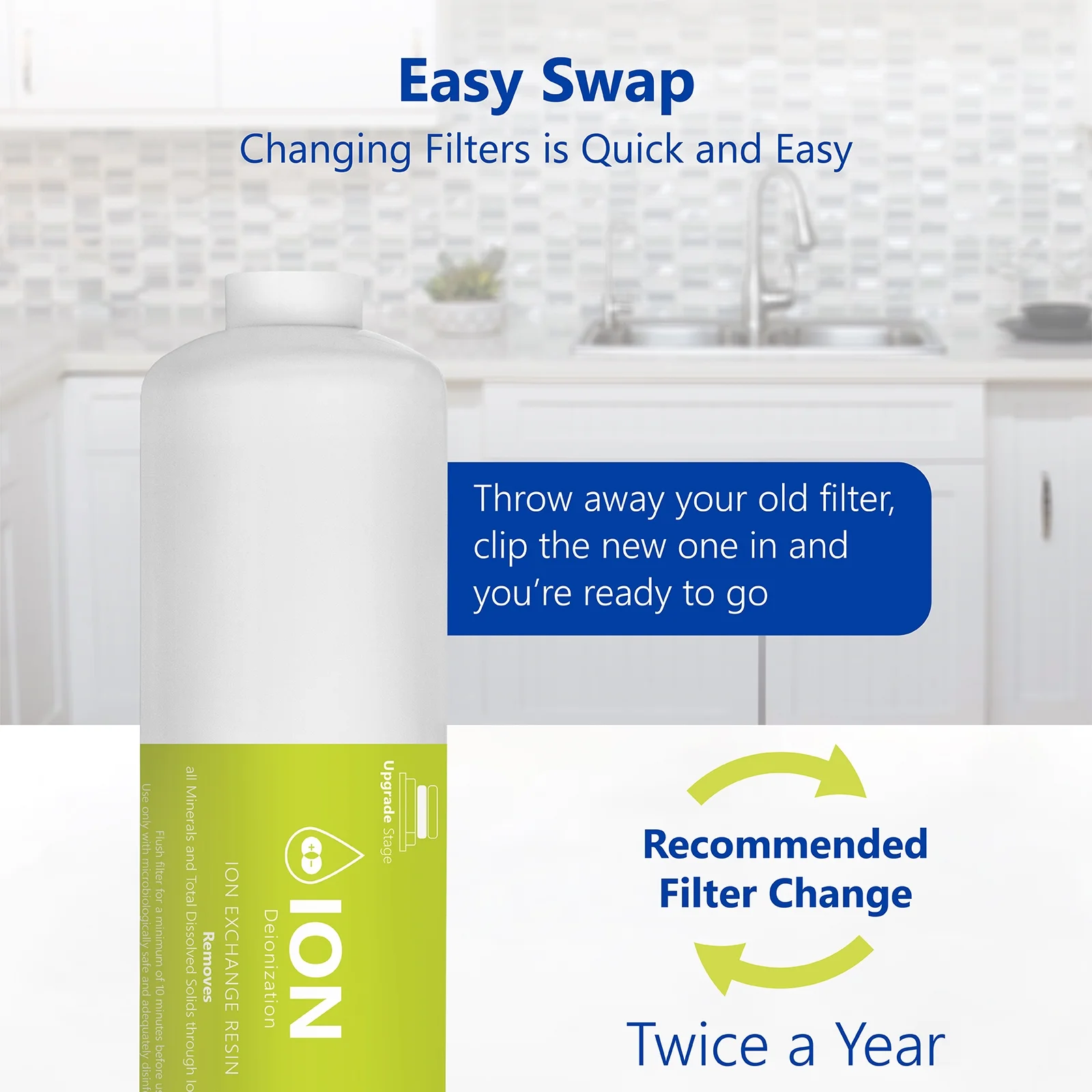 Express Water – Deionization Water Filter Replacement 2 Pack – DI Mixed Bed Purifier – 10 inch – Under Sink and Reverse Osmosis System