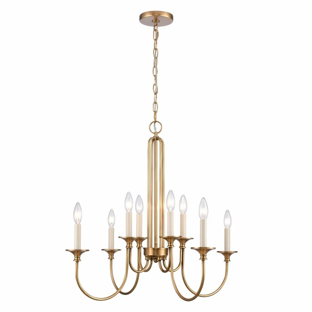 Elk Home 28-Inch Wide Cecil Chandelier, Traditional, Natural Brass