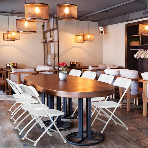 White Folding Chairs10 Pack,Plastic Folding Chairs for Indoor Outdoor,Portable Stackable Commercial Seat with Steel Frame 350lb.Capacity for Party Events Wedding Dining Picnic Office