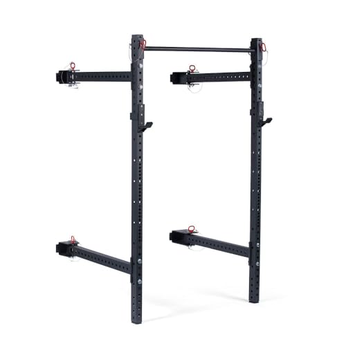 Titan Fitness T-3 Series 82-inch Wall Mounted Folding Power Rack, Space Savings Rack, Folds up to 5