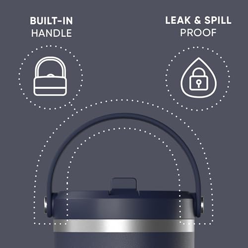 Hydrapeak Nomad 24 oz Tumbler with Handle and Straw Lid, Leakproof, Double Insulated, 24oz Cup Stainless Steel (Blush)