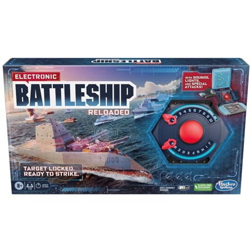 Hasbro Gaming Electronic Battleship Reloaded Board Game, Naval Combat Strategy Game with Sounds, Lights, Special Attacks, Ages 8 and Up, 1-2 Players