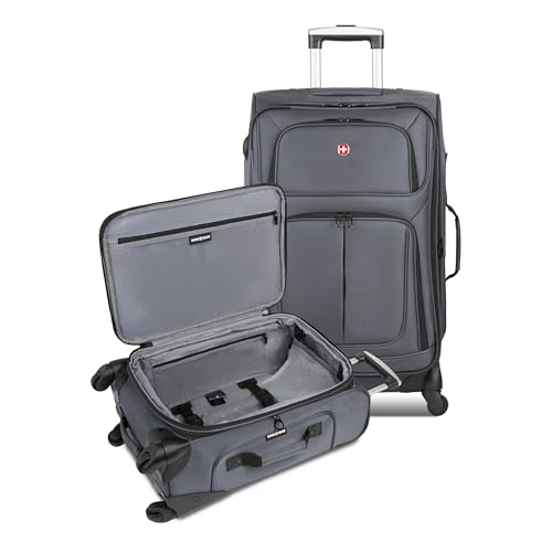 SwissGear Sion Softside Expandable Luggage, Black, Checked-Large 29-Inch