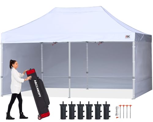 ABCCANOPY Easy Pop Up Canopy Tent with Sidewalls 10x10 Commercial -Series, White