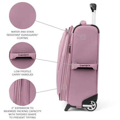Travelpro Maxlite 5 Softside Expandable Upright 2 Wheel Carry on Luggage, Lightweight Suitcase, Men and Women, Burgundy, Carry On 22-Inch