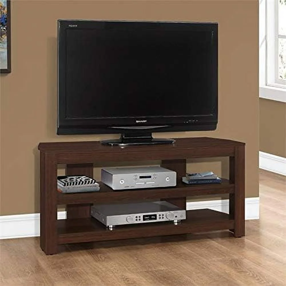 TJBOLIFE 42" Contemporary Wooden Open Corner TV Stand Console in Cherry