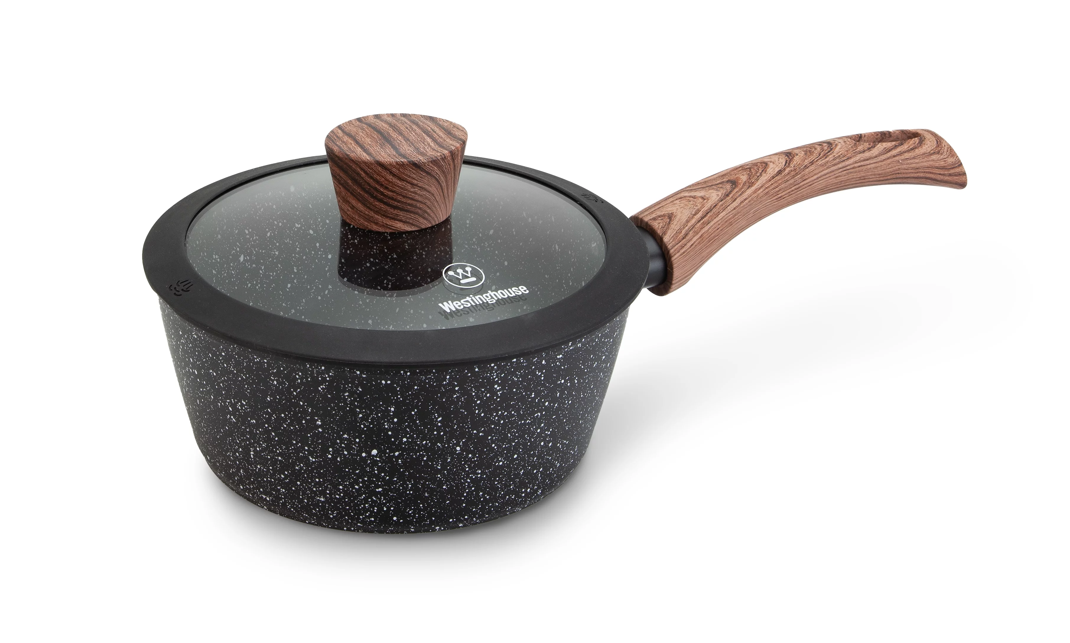 Westinghouse Homeware USA 18cm Saucepan with Glass Lid - Marble Black