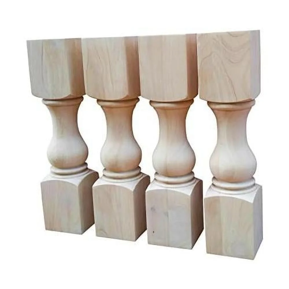 18 inch traditional bench legs or coffee table legs- unfinished wood, wide- set of 4