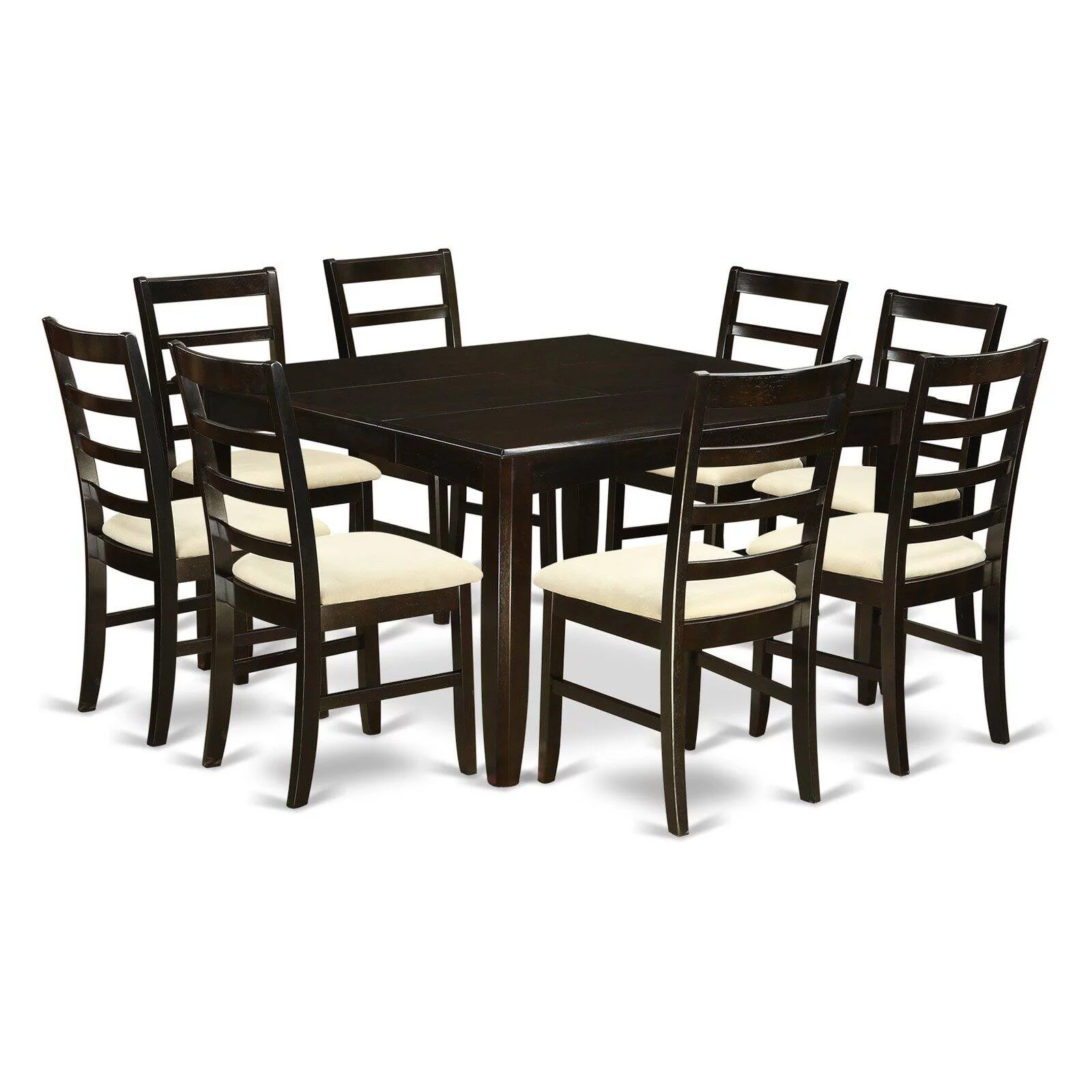 PARF9-BLK-C 9 Pc Dining room set-Square Dining Table with Leaf and 8 Dining Chairs