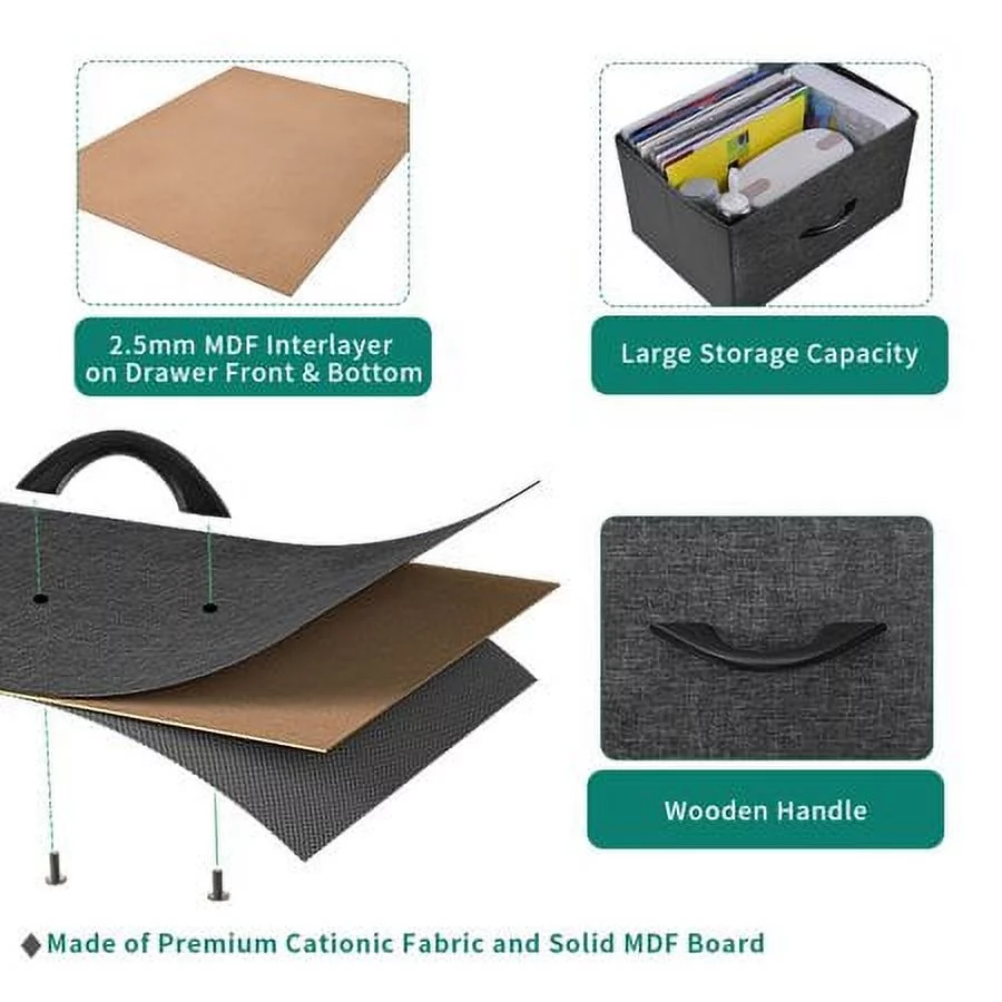 DWVO 7 Drawers High Dresser Bedroom Living Room Storage Tower Organizer for Kids, Black Grey