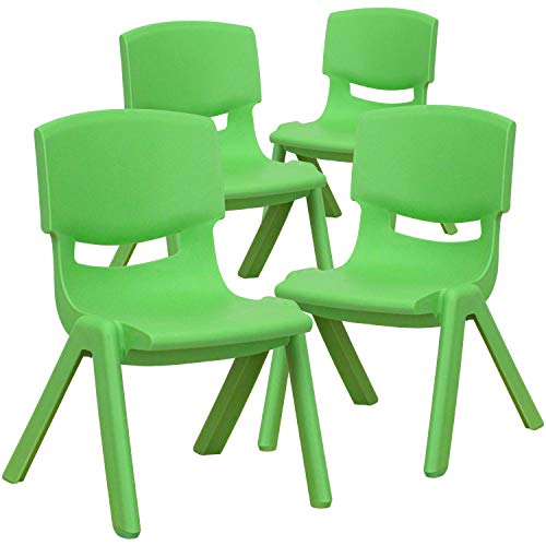 EMMA + OLIVER 4 Pack Blue Plastic Stackable School Chair with 10.5