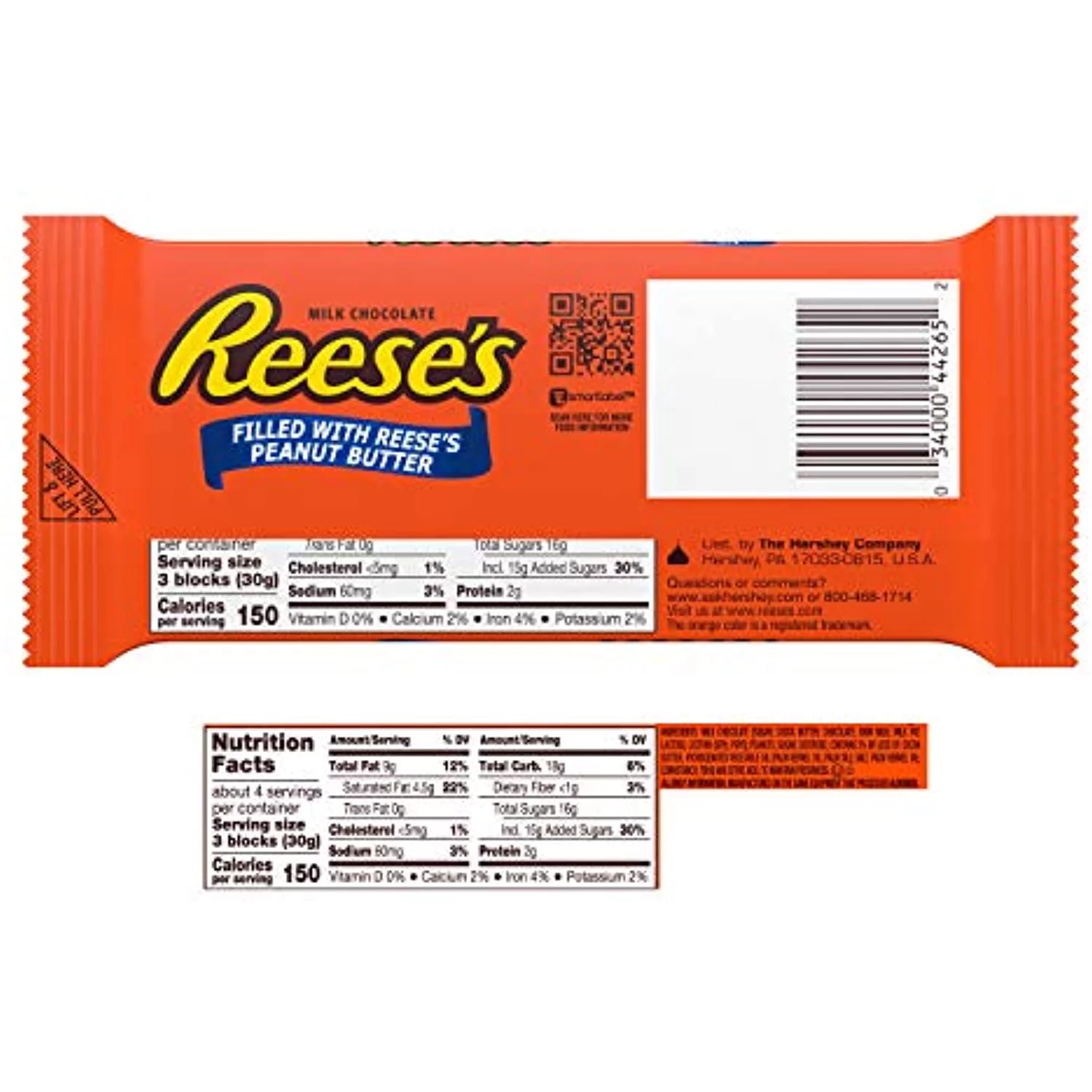 Reeses Milk Chocolate Filled With Reeses Peanut Butter Extra Large Candy, Bulk, 4.25 Oz Bars (12 Count)