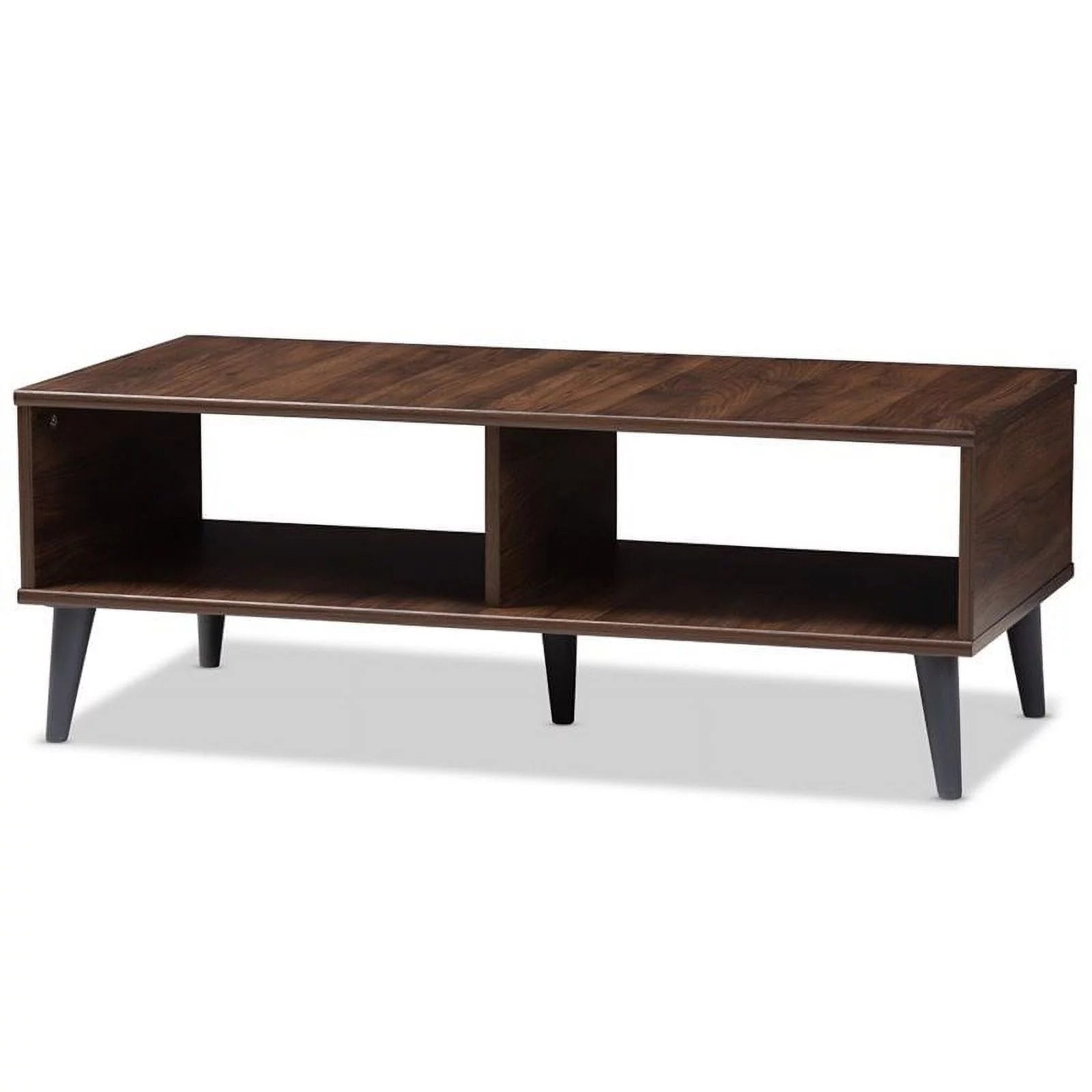Bowery Hill Wood Coffee Table in Brown and Dark Grey