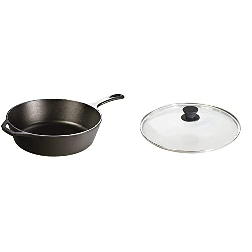 Lodge 5 Quart Pre-Seasoned Cast Iron Deep Skillet - Signature Teardrop Handle & Assist Handle - Use in the Oven, on the Stove or Grill, or Over a Campfire - Black