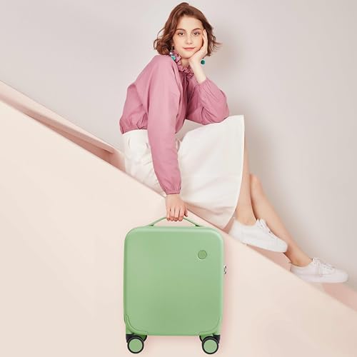 mixi Upgrade Carry on Luggage 14 Inch Underseat Personal Item Suitcases with Spinner Wheels, Hardside Rolling Suitcase PC with TSA Lock Lightweight Travel Case, Fine Grid Black