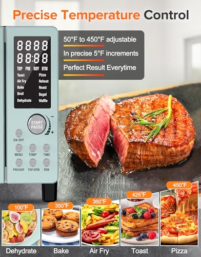 Nuwave Bravo Pro Smart 21QT Toaster Oven Air Fryer Combo, Convection Oven Countertop, 10 functions all in 1, with even & quick crisp technology, 50-450°F, 1800W, Stainless Steel