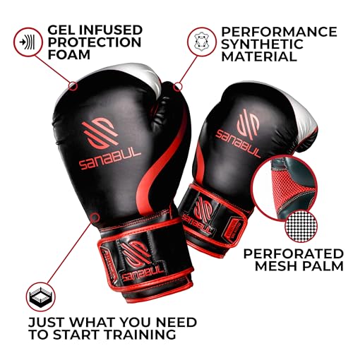 Sanabul Essential Gel Boxing Gloves for Men & Women, Kickboxing MMA, Muay Thai Gloves and Heavy Bag Training Punching & Sparring