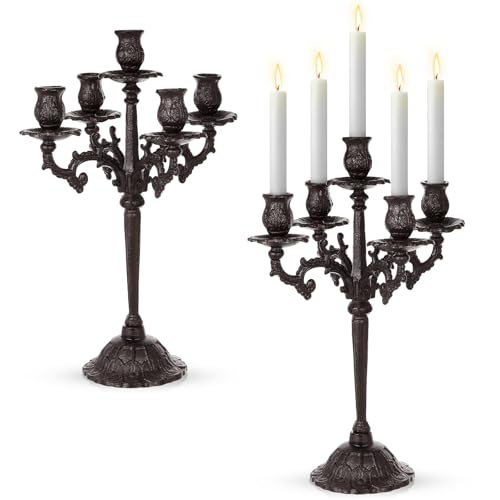 Mumufy 2 Pcs 5 Arm Black Candelabra 16.7