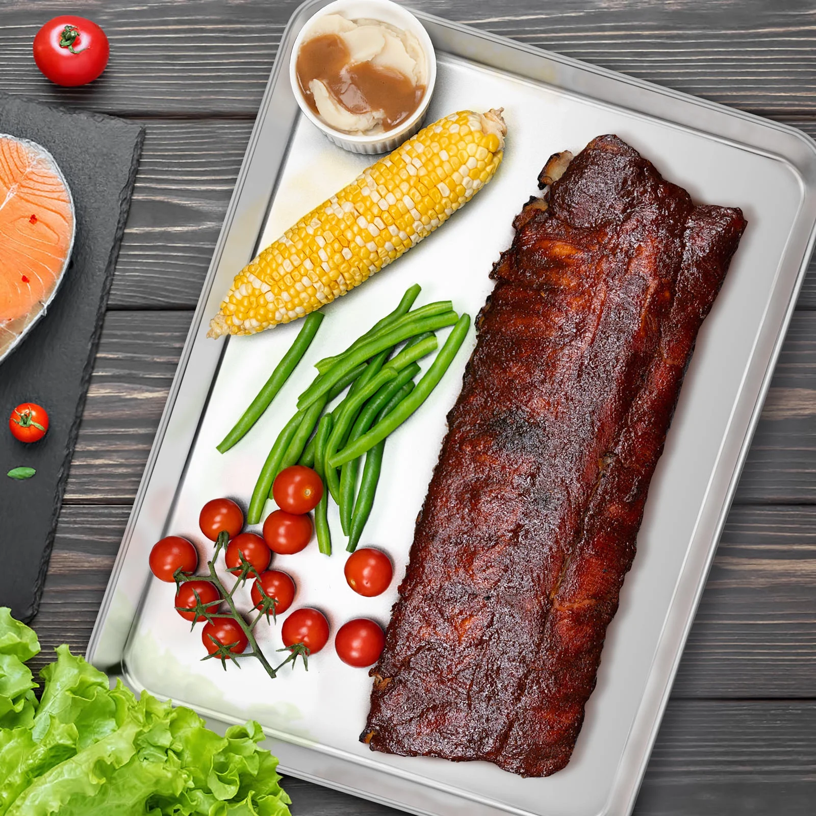 Vesteel Extra Large Baking Sheet and Rack Set of 4 ( 2 Pans + 2 Cooling Racks ), Stainless Steel Cookie Half Sheet Pan Rectangle - 20''x14''x1''