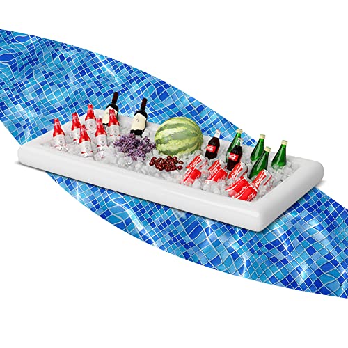 Large Inflatable Ice Serving Bar - Salad Food & Drinks Tray Buffet Cooler with Drain Plug Perfect for Indoor and Outdoor Barbecues, Picnics and Summer Pool Parties