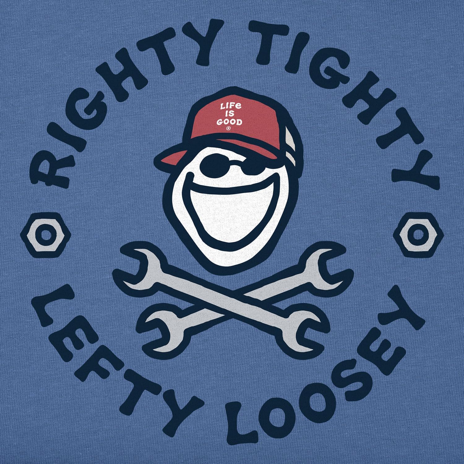 Life is Good - Mens Righty Tighty Lefty Loosey T-Shirt, Color Vintage Blue, Size: Medium