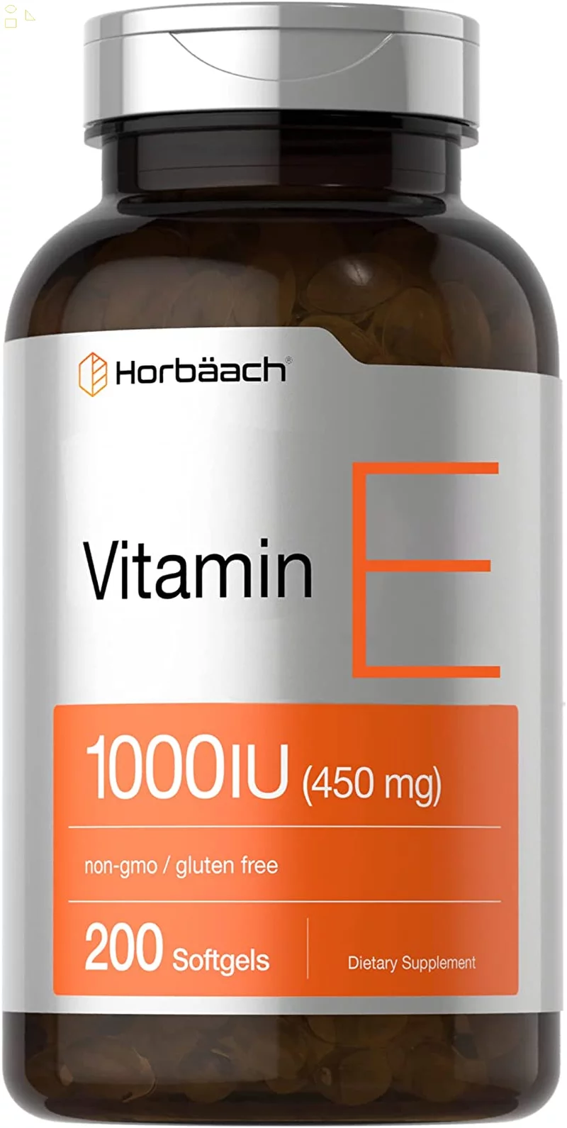 Vitamin E 1000 IU Softgel Capsules | 200 Count | Non-Gmo, Gluten Free, Preservative Free | Vitamin E Oil