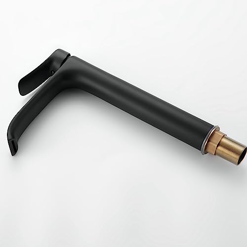 Tall Vessel Sink Faucet Bathroom Waterfall Faucet Brushed Gold Finished Single Handle Matte Black Vanity Bathroom Faucet Basin Mixer Tap with Water Supply Hose and Pop Up Sink Drain