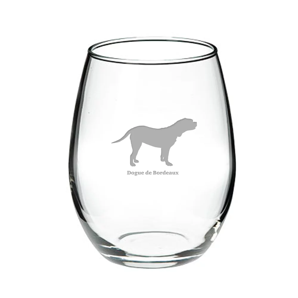 Dogue DeBordeaux Deep Etched Stemless Red Wine Glass