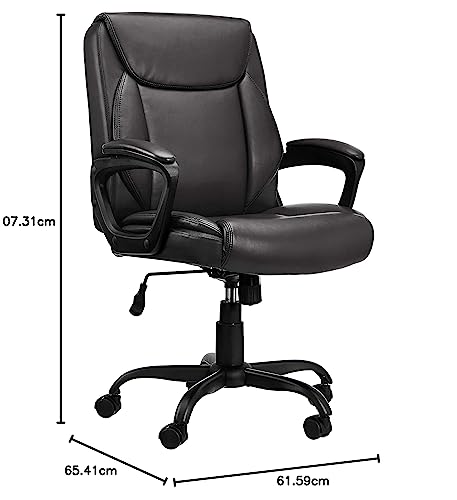 Amazon Basics Classic Puresoft PU Padded Mid-Back Height Adjustable Office Computer Desk Chair with Armrest, 26