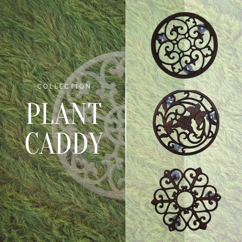 Comfy Hour Rustic Style Collection Cast Iron Butterfly Flower Garden Plant Trolley Flowerpot Holder