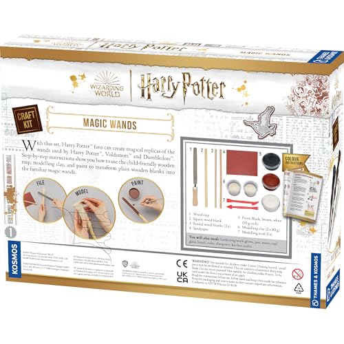 Thames & Kosmos Harry Potter Magic Wands Craft Kit from Make Replicas of Harry, Dumbledore & Voldemort’s Wands Using Wood, Clay & Paint, Ideal for Fans Ages 8+, Great DIY Activity Gift for All Ages