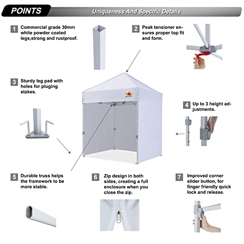ABCCANOPY Easy Pop Up Canopy Tent with Sidewalls 10x10 Commercial -Series, White