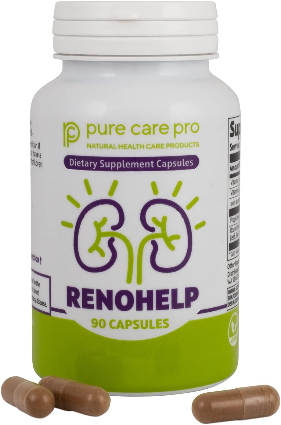 Renohelp Powerful All-Natural Kidney Support Supplement for Healthy Kidney Function, Creatinine Levels and Glomerular Filtration, Vegan & Gluten Free* (90 Capsules)
