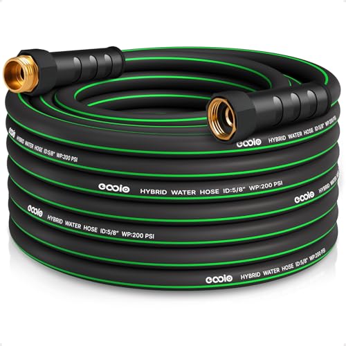 Heavy Duty Garden Hose 25ft, NON-EXPANDABLE Flexible Water Hose, Kink Resistant Lightweight Hybrid Hose, Leakproof Hose Male to Female Fittings