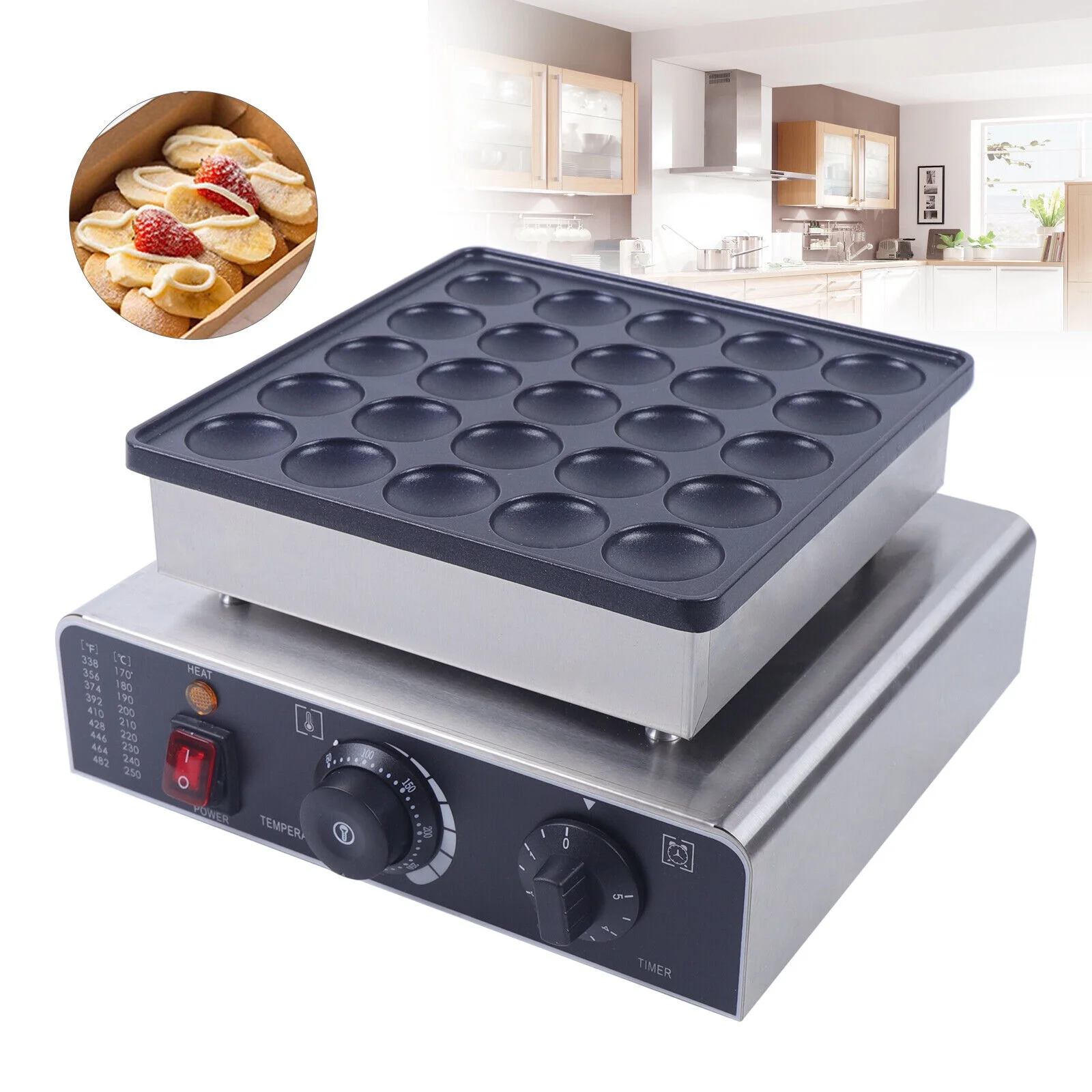 TFCFL Pancake Baker Maker Home Commercial Electric Rust-Proof Time Control Aluminum