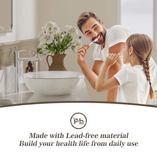 Phiestina Brushed Gold One Hole High Bathroom Vessel Sink Faucet, Single Hole Single Handle Tall Bathroom Faucet, with Pop Up Drain and Water Supply Line,FH01-BG-V