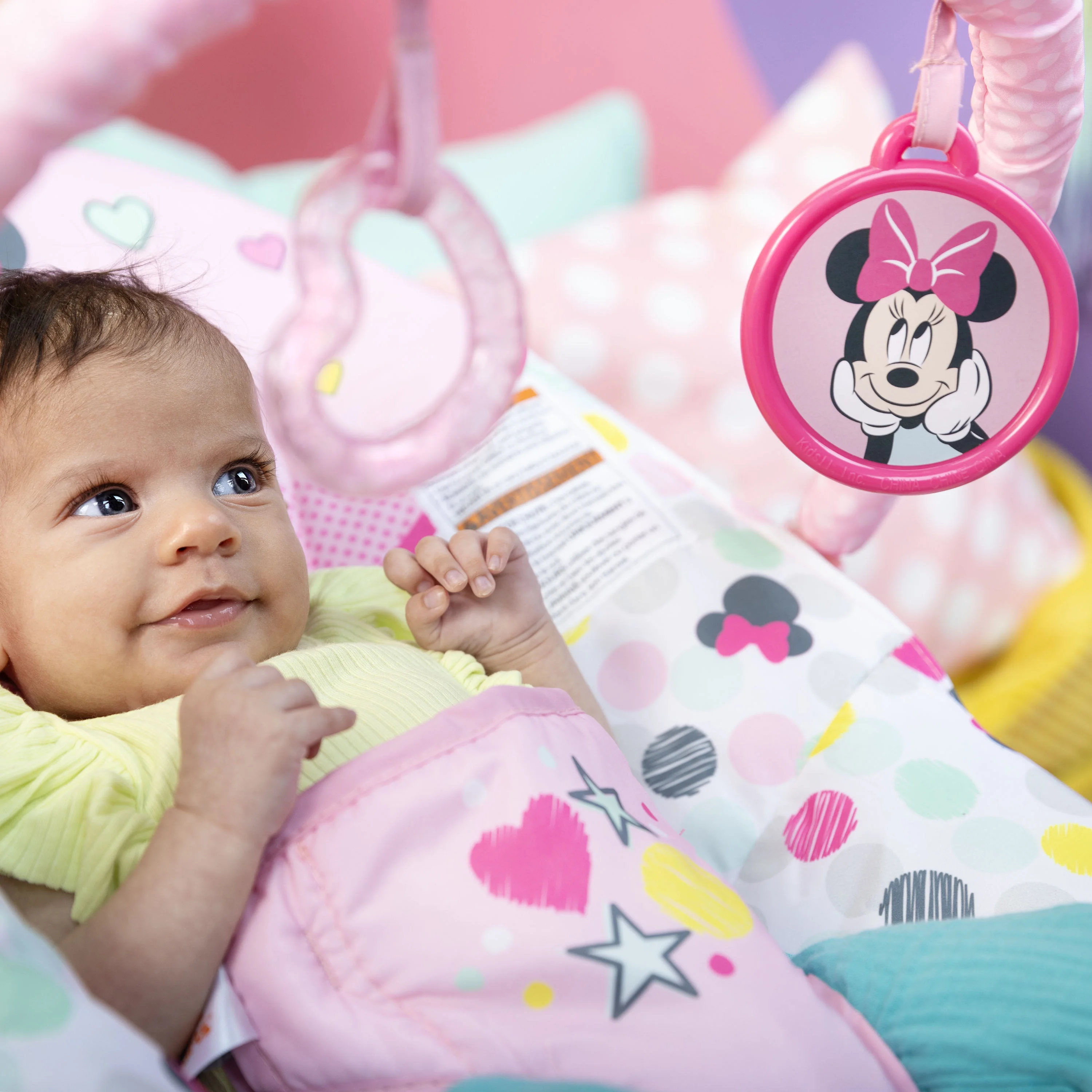 Disney Baby Slip Resistant Vibrating Infant Baby Bouncer, Minnie Mouse Spotty Dotty by Bright Starts