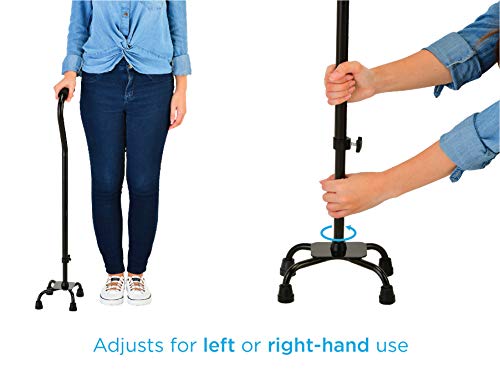 NOVA Medical Quad Cane- Large Base with Offset Silver