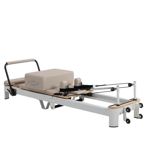 Ultra3.0 Foldable Pilates Reformer Machine, Aluminum Pilates Equipment, Wooden Extended Pilates Machine with Sitting Box, Jump Board and Springs for Home and Studio